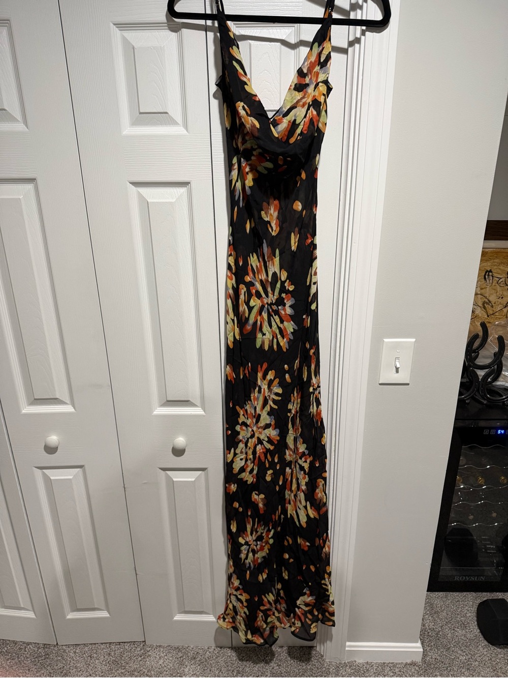 Rat & Boa Black Maxi Dress with Orange, Yellow & Green Floral Print